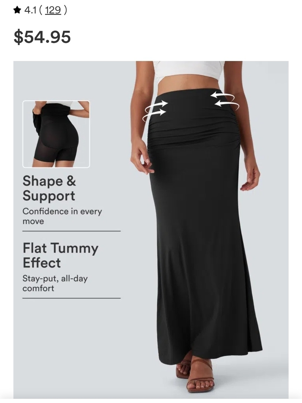 HALARA High Waisted Tummy Control Butt Lifting 2-in-1 Midi Casual Mermaid Skirt - Picture 3 of 7